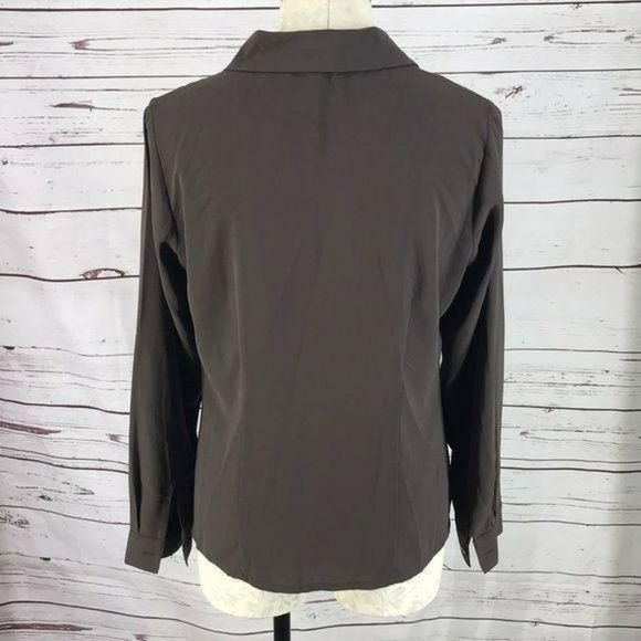 Laura Scott Women's 80/90 Business Work Brown Button Down Size 8 Blouse - Picture 4 of 8
